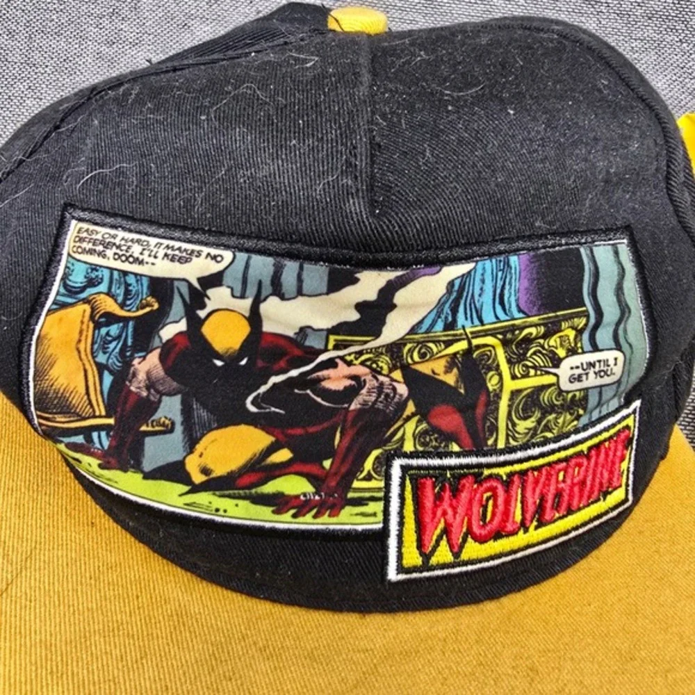 Marvel Comic Wolverine Snapback Hat Black Yellow Comic Panel Patch 2012 Cap OSFM